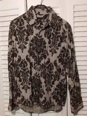 Kenneth Cole Brown Damask-Print Button Front Shirt